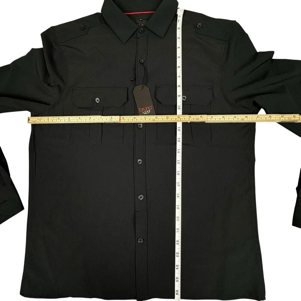 Bruno Luxe Mens Small Dress Shirt Button Down Long Sleeve New York Black New